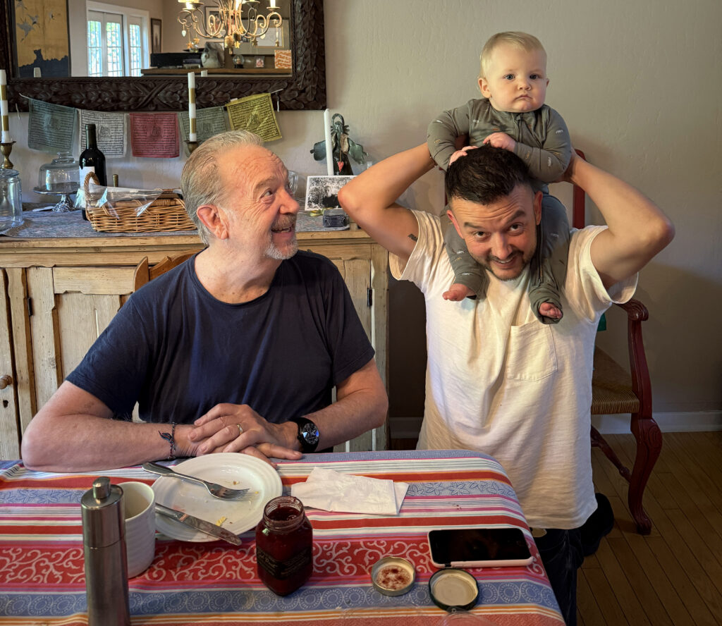 Raz sitting with Mike and Leo at a table. Hoffman Podcast